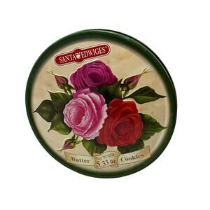 Santa‎ Edwiges Roses Blooms Butter Cookies Tin Can Canister Container 2006